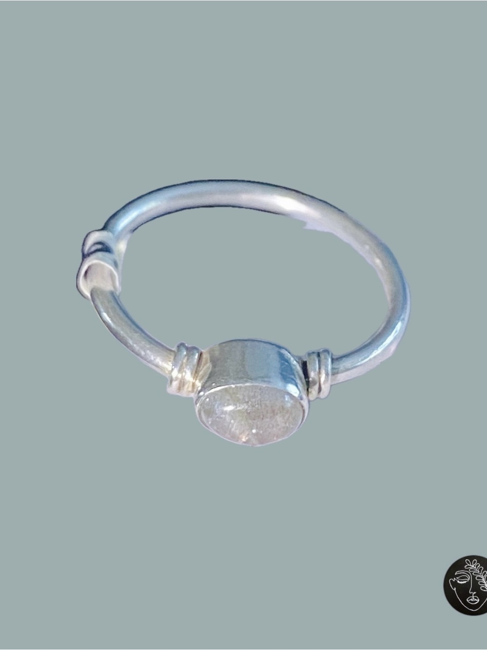VTG Sterling Silver Moonstone Bezel  Ring Sz 6 NWT